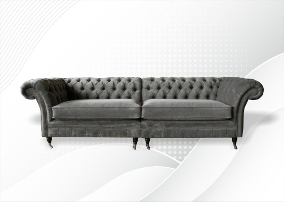 XXL Chesterfield-sohva 4-istuttava sohvapöytä Garnituuri Tekstiili Nahka