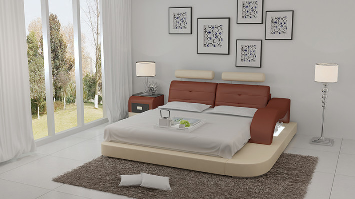 Design Bett XXL Big Betten Hotellivaate 160x200 Monitoimiahylly USB Nahka