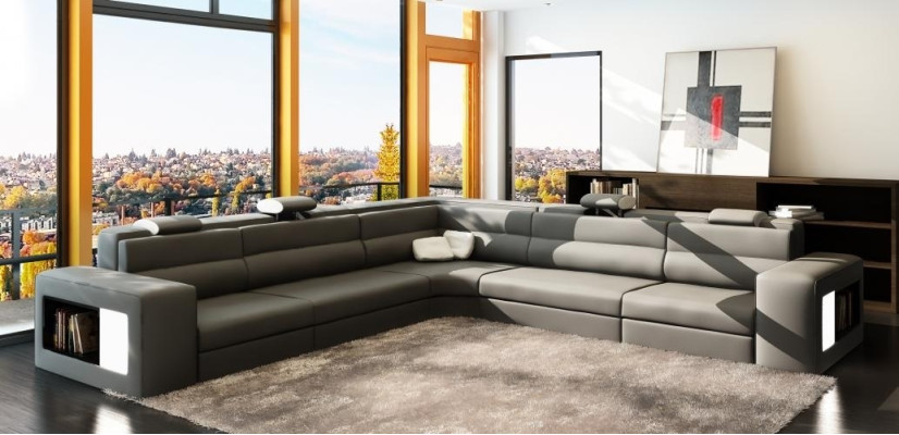 Johtajan sofa sohvakalusto kulmasohva istuinkalusto istuinpehmuste olohmaisema XXL Big Weiden harmaa