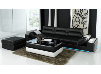 XXL Iso Sohva Lounge Klubi 3+3 Istuinta Monikäyttöinen Nahkasohva + USB + LED