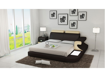 Malli Design Pehmustettu Kaksoissänky Modernit Sängyt Makuuhuone USB & Hylly 180x200cm
