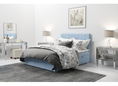 Boxspring-sänky Hotelli Kaksiosainen Sininen Sametti Luksus Sängyt Pehmustettu Sängynlaatikko 180x200