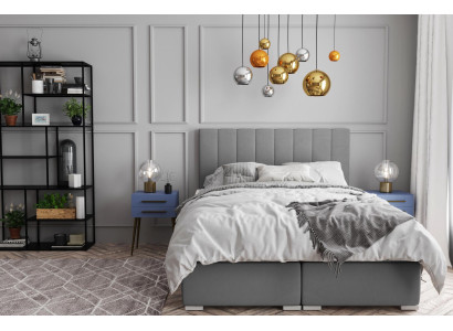 Boxspring-sänky Hotelli Kaksosängyt Design Pehmustettu Laatikkotoiminto Harmaa