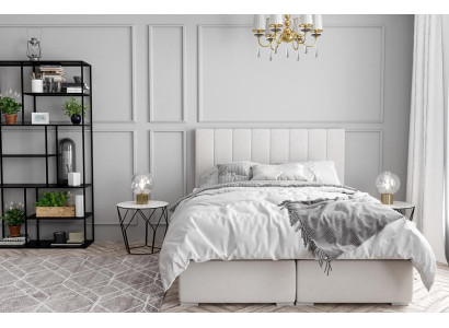 Boxspring-sänky Hotelli Kaksinkertainen ylellinen sänky Pehmustettu sängynlaatikko Toiminto Beige Uusi