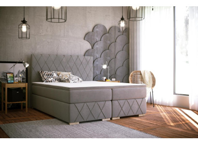 Boxspring-vuode Kompletti Setti Patja & Topper Luksus Verhoilu 180x200cm Vuoteet Uudet