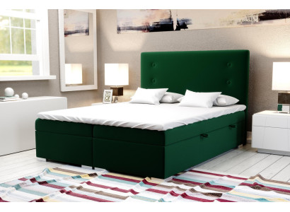 Boxspring-sänky Hotelli Kaksois Täydellinen Setti Patja Topperi Sängyt Toiminto Laatikko