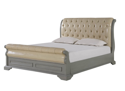 Chesterfield Design harmaa sänky 180x200 parisänky vuode peitetty nahka huonekalut