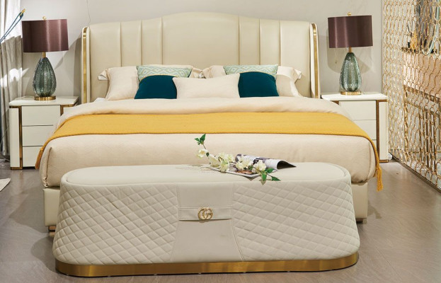 Bett Polstersänky Luxus makuuhuone design sängyt tekstiili nahka sänkyrunko