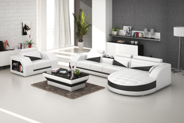 Johtajansohva Couch Asuinalue Kulmasohva + Nojatuoli Garnituuri Design-sohva G8018E