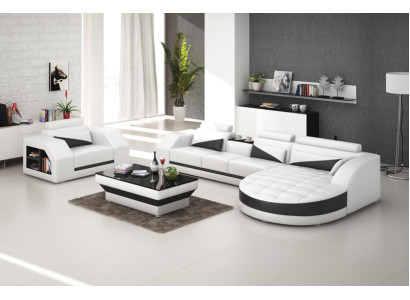 Johtajansohva Couch Asuinalue Kulmasohva + Nojatuoli Garnituuri Design-sohva G8018E