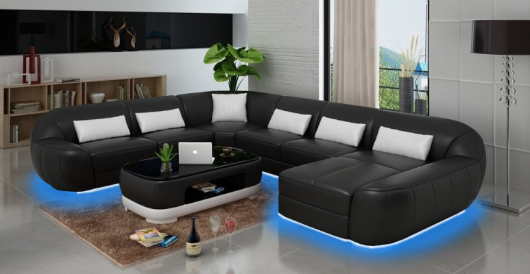 Sie den Modern Luxus Leder U-förmiges Ecksofa für Ihr Wohnzimmer