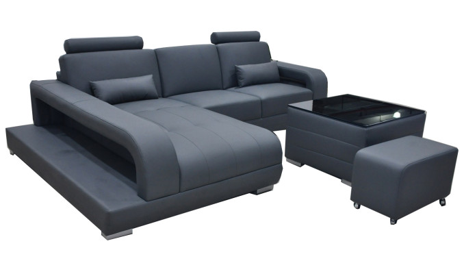 XXL Kulmasohva Nahka Olohuonekalusto Design Moderni Sofa L-muoto + USB