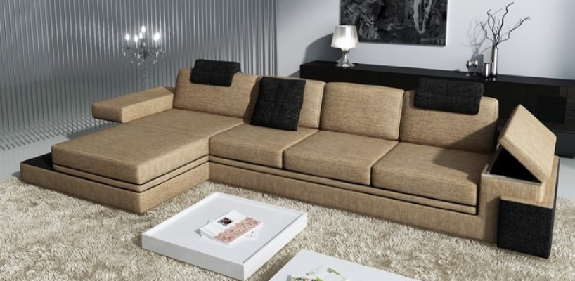 Moderni olohuoneen design tekstiili sohva pehmuste kulmaohjelma LED + USB