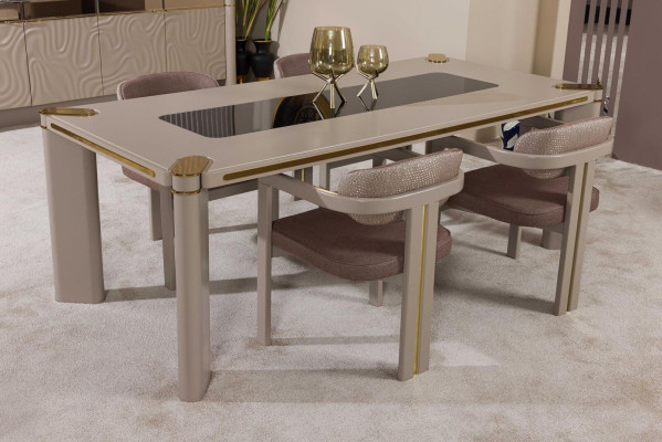 Ruokailuryhmä 4x tuoli Ruokapöytä Setti Ruokailuryhmä Designer Puutuolit Garnituuri Uusi