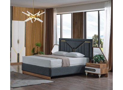 Luxus makuuhuonekokous Sänky + 2x yöpöytä + kaappi Puu Täysin uusi Moderni