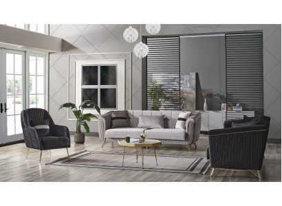 Sofagarnituuri 3+3+1-istuttava Tekstiili Puu-sofa 3-istuttava Moderni Nojatuoli Kokonaisvaltainen Sarja EU