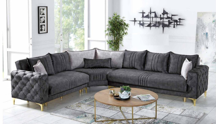 Grau Olohuoneen kulmasohva L-muotoinen moderni Chesterfield uutuus luxussofa
