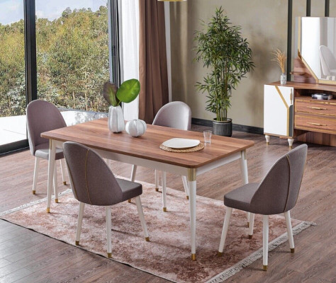 Ruokailuryhmä 6x tuoli + ruokapöytä sarja Ruokailuryhmä Designer puutuoli kalustus Uusi