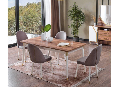 Ruokailuryhmä 6x tuoli + ruokapöytä sarja Ruokailuryhmä Designer puutuoli kalustus Uusi