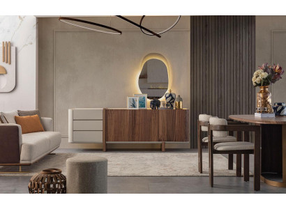 Tarjoilukaappi Kiiltokaluste Puu Luxus Lipasto Sideboard Peilin Kanssa Luxus Uusi
