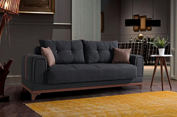 Ylellinen olohuoneen sohva 3-paikkainen relax-sohva moderni 230 cm luksus musta