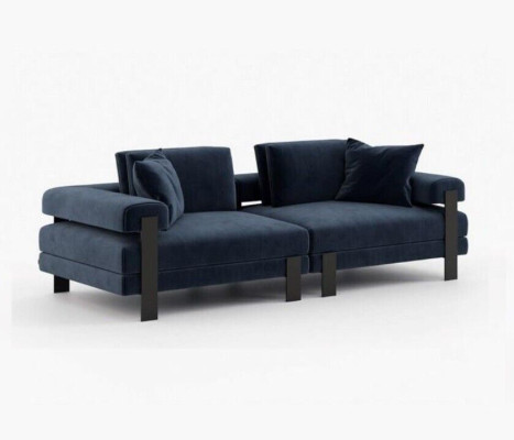 2-paikkainen soiva sininen tekstiilipäällysteinen moderni design-sohva luxus-sohva