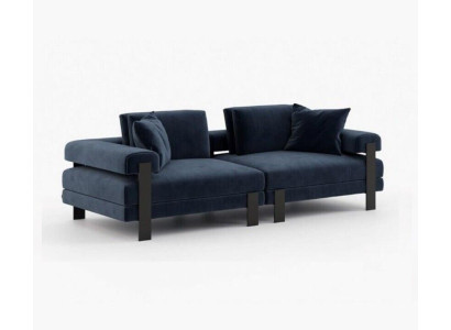 2-paikkainen soiva sininen tekstiilipäällysteinen moderni design-sohva luxus-sohva