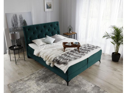 Luxus Boxspring-vuode kangas Hotelli Vihreä Vuodekehykset Makuuhuonekalusteet Design Sametti Uusi