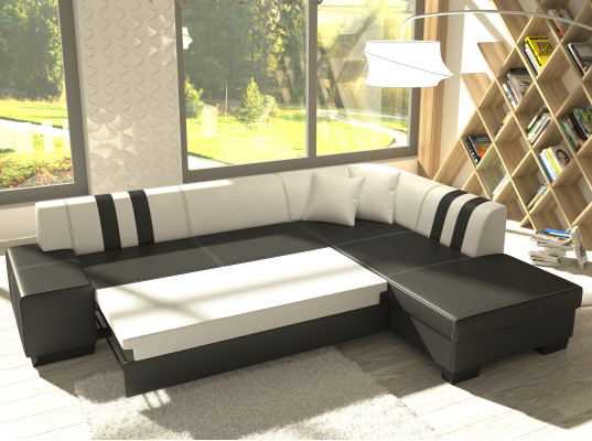 Klassinen design Kulmasohva Porto II Sänkytoiminto Sofa Tekstiili Sofat Nukkumaisinsofa