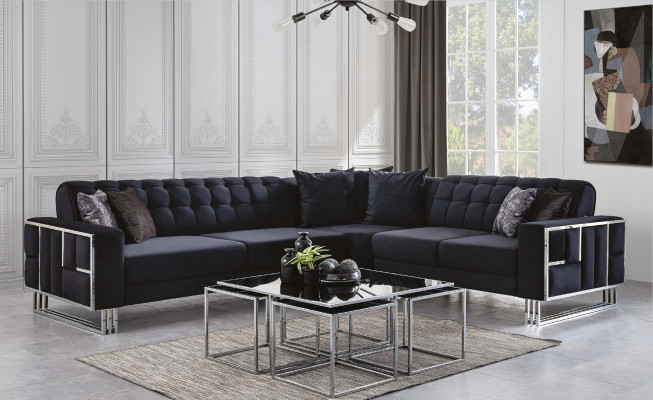 Luxus Kulmasohva Tekstiili Sofa Huonekalut Kulma-istuimet Metallielementit Sofa