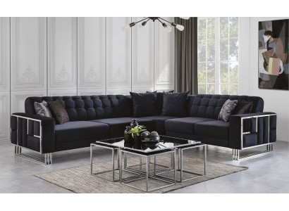Luxus Kulmasohva Tekstiili Sofa Huonekalut Kulma-istuimet Metallielementit Sofa