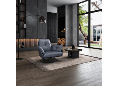 Sessel Design Harmaa Metalli Relax Club Lounge Yksittäinen Istuin Tyynyily Tekstiili Nahka