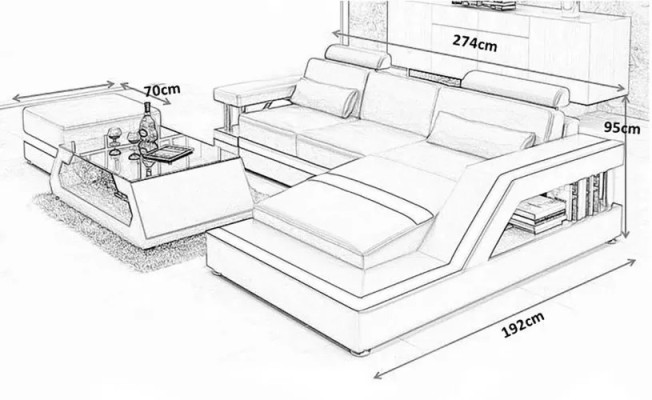 U-muotoinen sohva olohuoneen istuinalue kulmasohva design pehmuste tekstiili