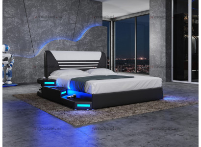 Betten Tyylikäs Designer Kaksoissänky Huonekalut Pehmustetut Nahka Valkoinen 180x200 UUSI