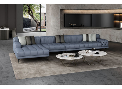 Chesterfield-sohva Pöytänojallinen nojatuoli Luxus-huonekalut Design Kulmasohva Nahka