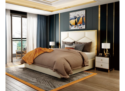 Bett Deko Tyyny Design Luksus Kaksois Hotellivuode Nukkumis Huone Nahka