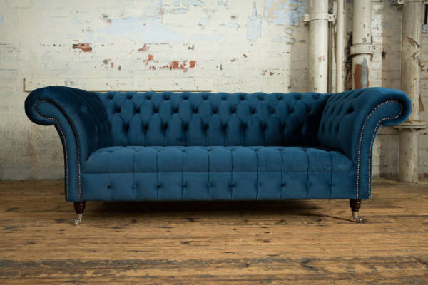 Chesterfield 3 Sitzer Polster Couch Leder Stoff Sofa Couchen Textil Modern Stil