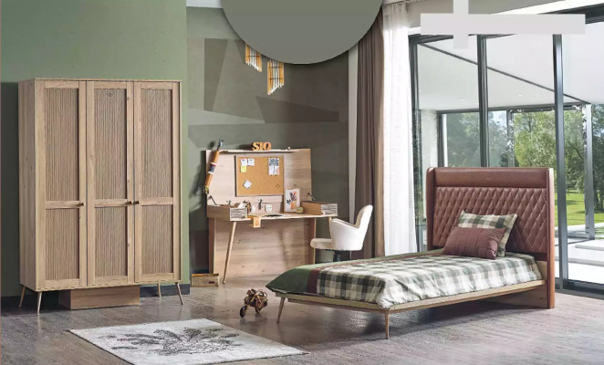 Luxus-lastenhuone Chesterfield-sänky, kirjoituspöytä, kaappi 3-osainen sarja
