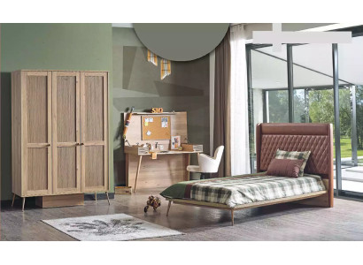 Luxus-lastenhuone Chesterfield-sänky, kirjoituspöytä, kaappi 3-osainen sarja