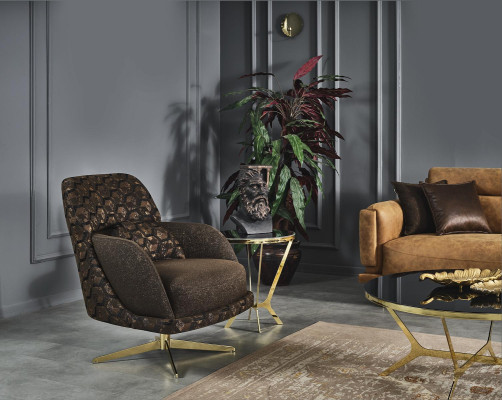 Sessel Ohrensessel Cocktailsessel Stoff Wohnzimmer Polyester Braun    Istuin nojatuoli baarituoli kangas olohuone polyesteri ruskea