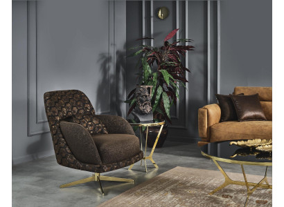 Sessel Ohrensessel Cocktailsessel Stoff Wohnzimmer Polyester Braun    Istuin nojatuoli baarituoli kangas olohuone polyesteri ruskea