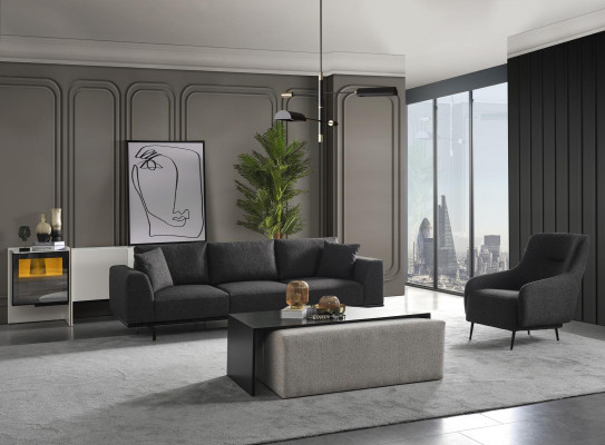 Sessel-korvatuoli Modern kangas Olohuone Polyester Harmaa Design Istuin Uusi