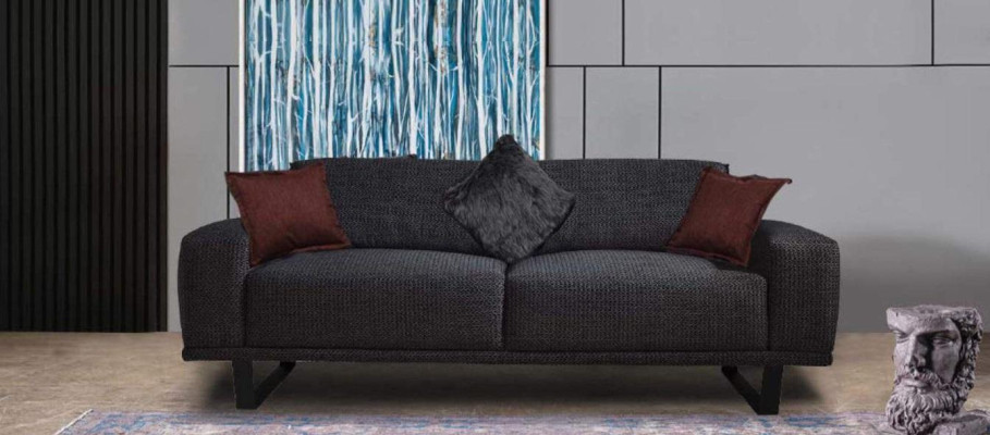 Designsofa 3 - Olohuoneen luxusmusta huonekalu sohva