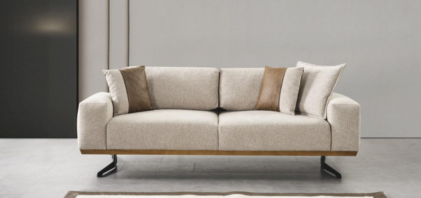 Suunnittelija Dreisitzer-sohva Beige-väri Luksuskaluste olohuoneeseen 225 cm