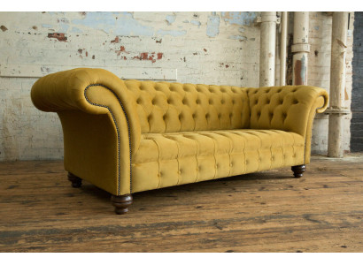 Designer Chesterfield Sofagarnitur Sofa Couch Polster Set in Samt 4tlg.