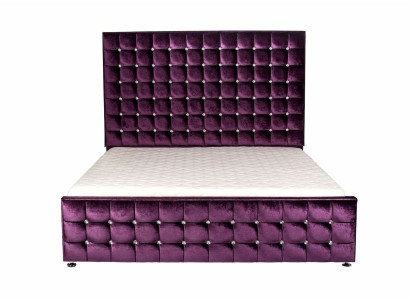 Lila Luxus Samt Tekstiili Sänky Tuplavuoteet Chesterfield Kristallikivillä Uusi