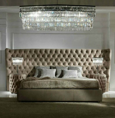 Bett Polster Luxus Kaksoissängyt Makuuhuone Tekstiili Chesterfield Kuningaskoko