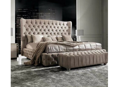 Aito Chesterfield-petikiiltonen kaksoishotellivuode tekstiilipäällysteinen 160x200 cm kangas uusi