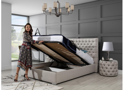 Modern Bett Weißes tyylikäs Chesterfield-kaksoisvuodesign, vuoteet, pehmustetut vuoteet.