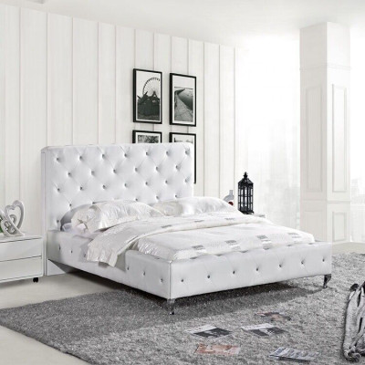 Chesterfield-suunnittelijan makuuhuoneen nahka-tekstiili-istutukset 140/160/180/200 cm
